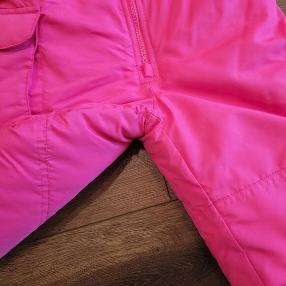 London Fog Ski Bib Overalls Pants Size Large 6X Pink Adjustable Straps Snowsuit - Picture 13 of 16